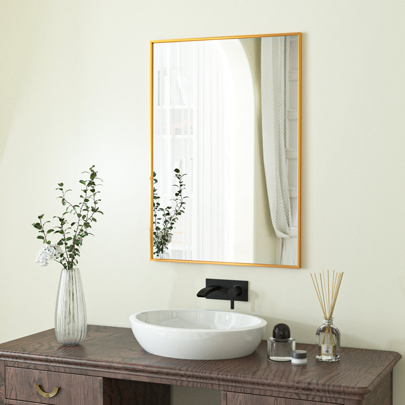 Everly Quinn Lucson Metal Framed Wall Mounted Bathroom / Vanity Mirror ...